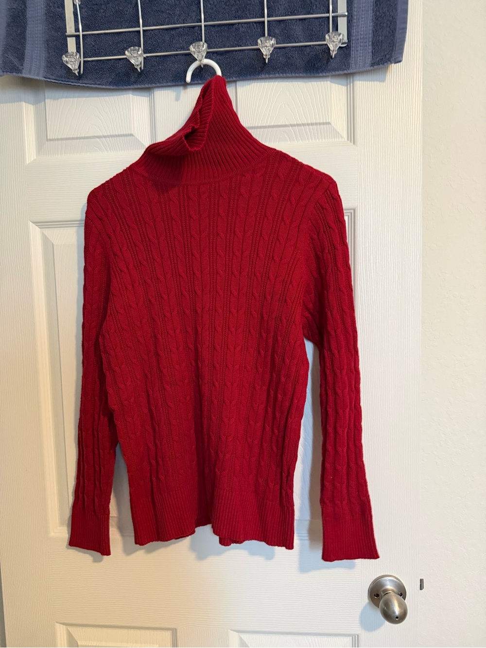 St. John's Bay Red Cable-Knit Turtleneck Sweater
